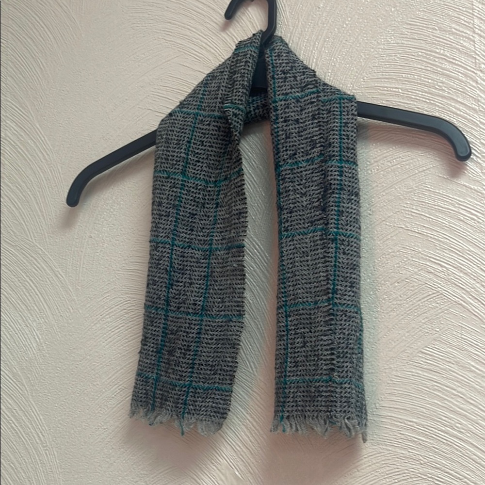 Gray and Green Checkered Men's Scarf